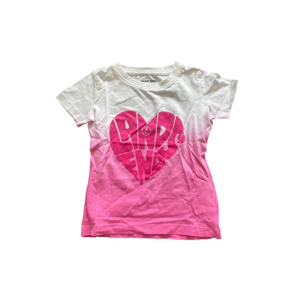 LANDS' END GIRLS SIZE XXS WHITE AND PINK OMBRE T SHIRT